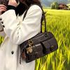 Women Multi Pocket Tote Bag with Golden-Te Hardware & Letter, Stylish Shoulder Handbag Purse for Travel, Work, Shopping, Dates