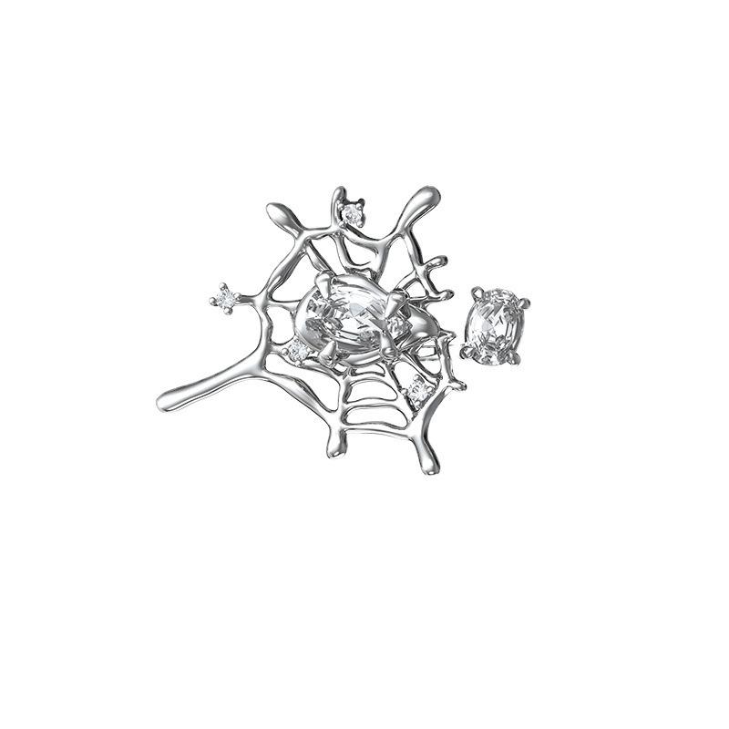 Sweet Cool Wind Spider Web Zircon Ring Niche Design Sense Hollow Spice Girl Diablo Index Finger Female Ring Female