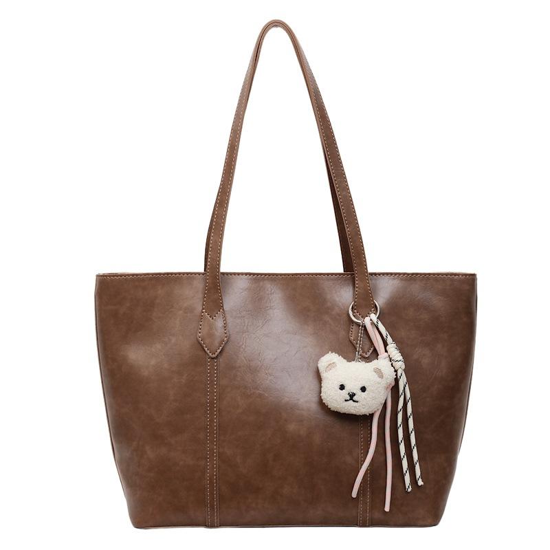 

Casual large-capacity bag women s summer new simple shoulder portable commuter bag versatile tote bag single bag + pendant