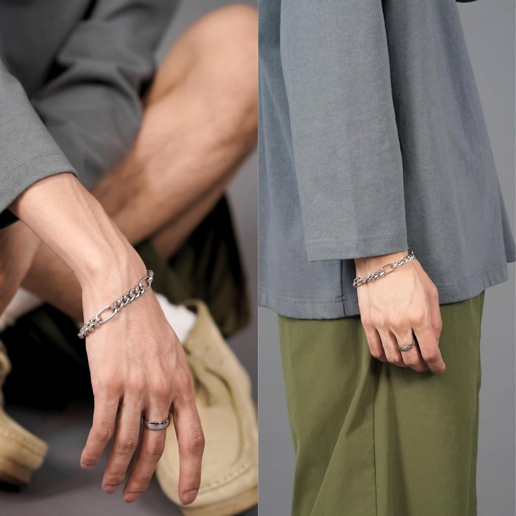 Bracelet Comfort Chain Bracelet Surgical Stainless Steel Allergy Directly Managed Cut Kihei [Lion Heart] LH-1 (Metal Compatible) Men's (With Pouch) (M