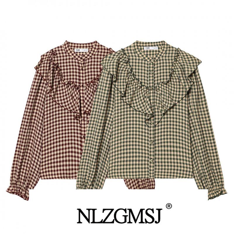 2025 Winter European & American Style Layered Checkered Shirt Small