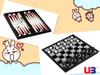 UB Union 3-in-1 Folding Magnetic Chess, Checkers, and Backgammon Set - Large Size Board Game