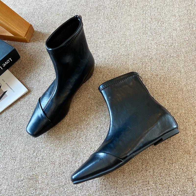228-1 low-heeled short boots for women's new 2025 autumn women's boots fashion boots pointed short boots design thin boots for women