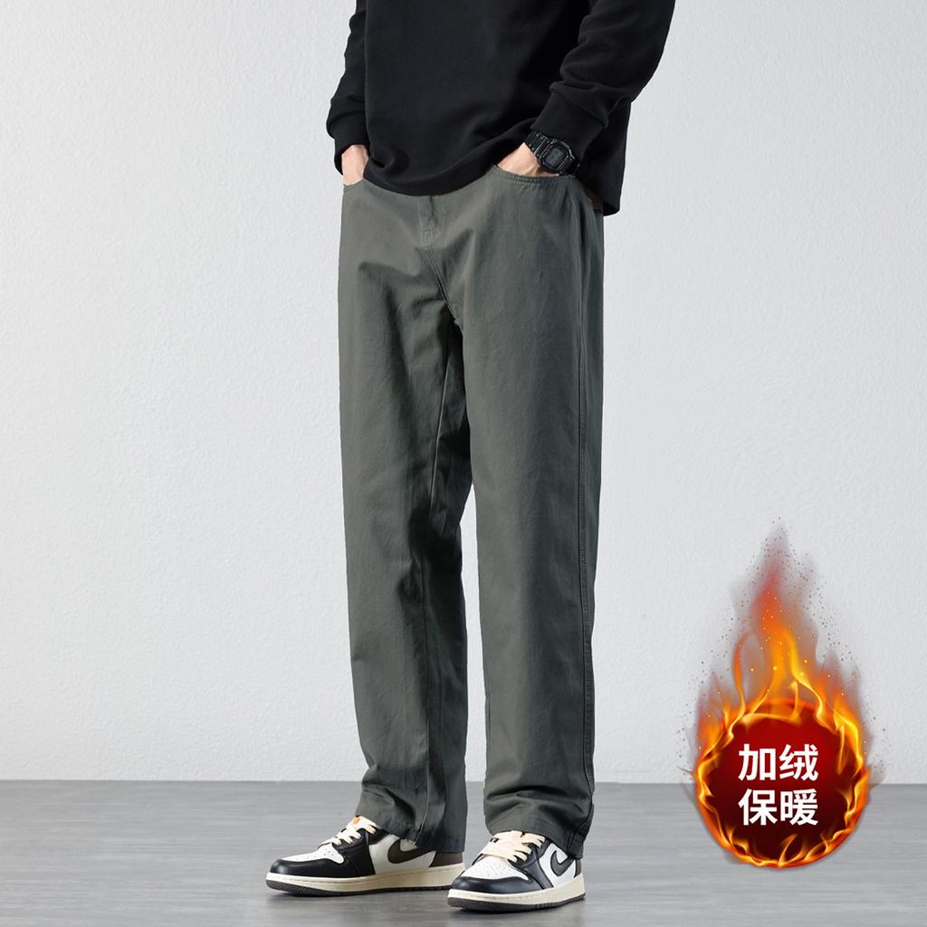 Autumn New Black Velvet Thickened Versatile Casual Pants Men's Loose Straight Trendy Brand Wide-leg Men's Pants Tide