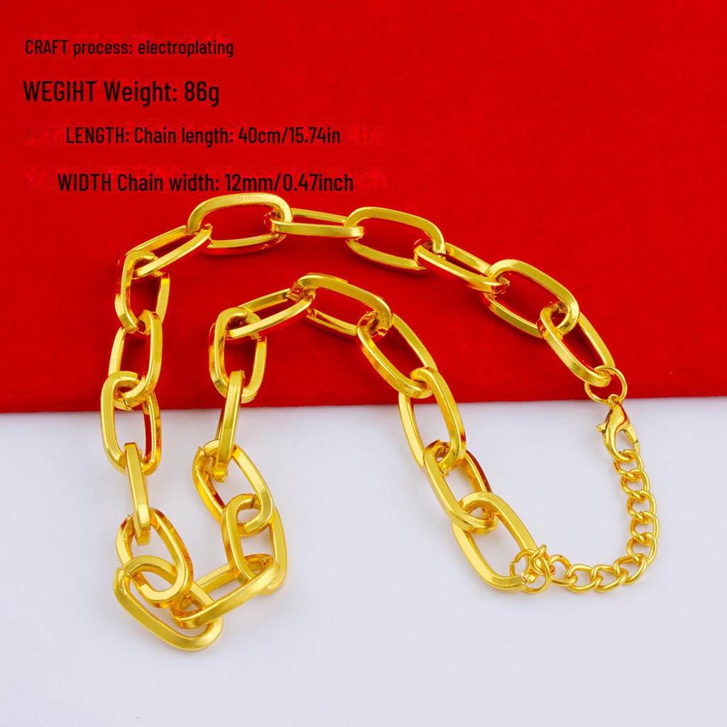 Men's Alloy Gold-Tone Necklace – Bold, Durable, Street Style Accessory