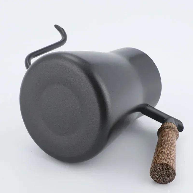 Hot Sale 304 Stainless Steel Brushed Jug Wood Handle Gooseneck Spout Coffee Kettle Drip Coffee Pour-over Pot For Home Use