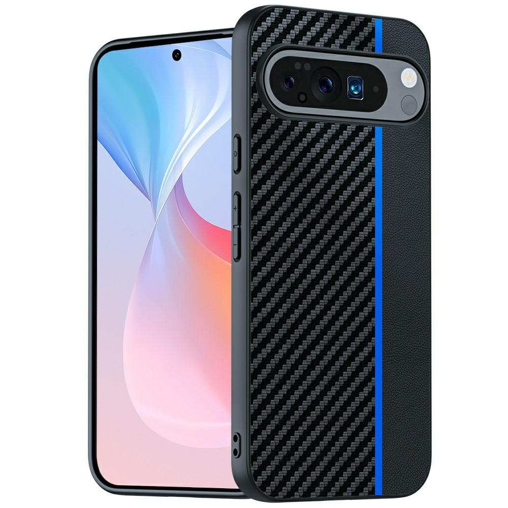 For Google Pixel 10 Pro XL Case Leather+PC Hard Phone Cover Carbon Fiber Texture