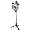 Kabelloser Bluetooth Selfie-Stick mit Ringlicht-Halterung, Faltbarer Stativständer, Desktop-Selfie-Stick