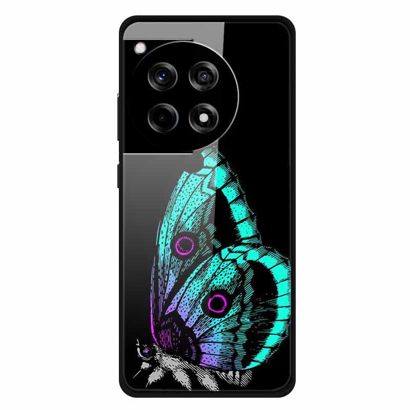 For OnePlus 12R 5G/Ace 3 5G Case Stylish Pattern PC+TPU+Tempered Glass Cell Phone Cover