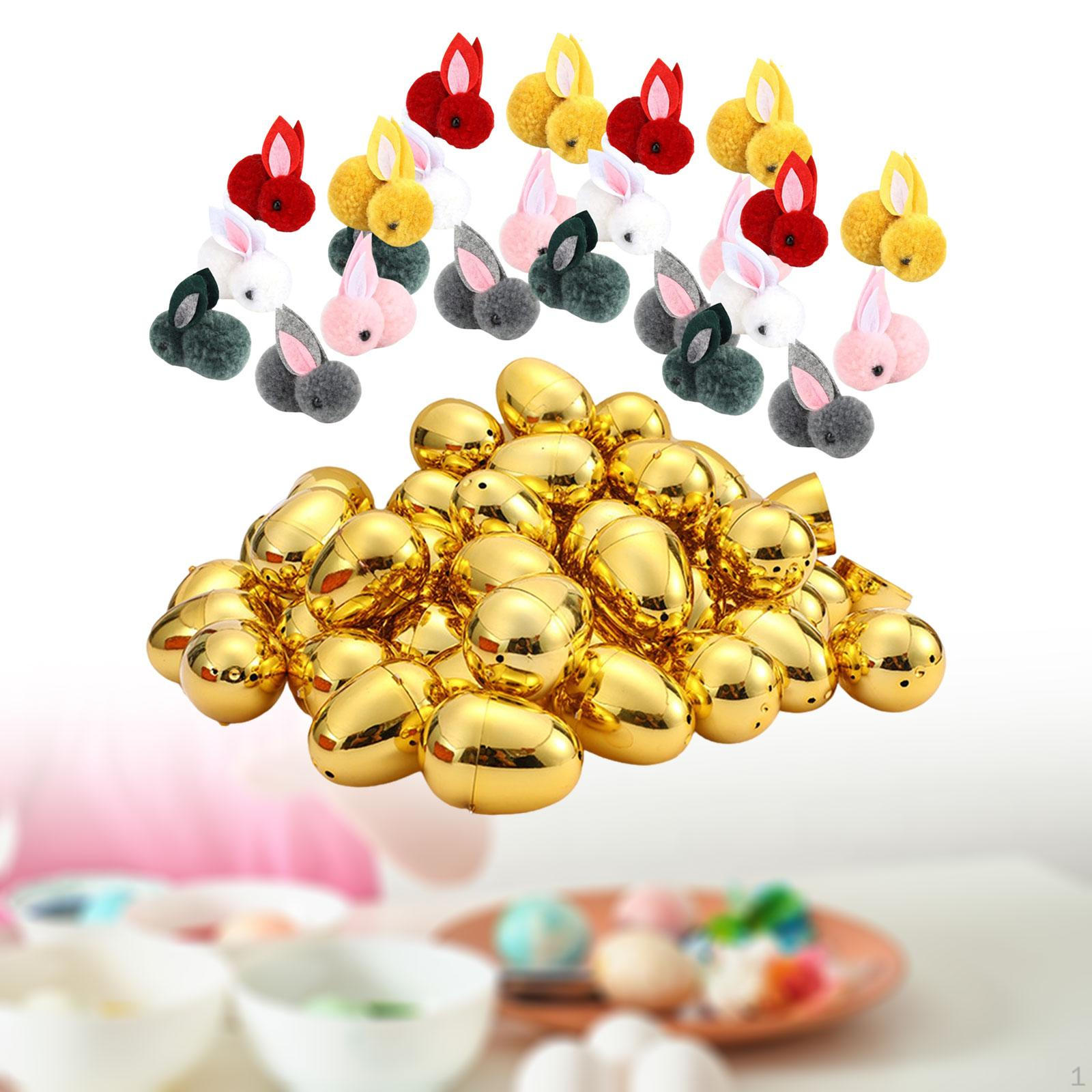 

Золоті пасхальні яйця Наповнювачі для кошиків Вироби своїми руками Наповнювачі для ласощів без начинки з кроликами для вечірок 24pcs