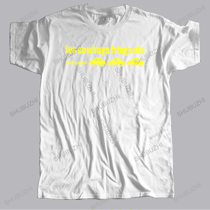 Men Summer Brand Tshirt Cotton loose cool Tee Shirt Les Cowboys Fringants Break Syndical Funny Top Tees Mens streetwear Tshirt S