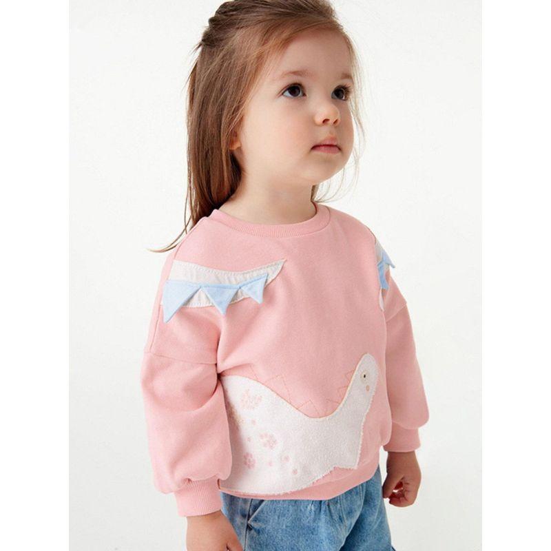 Girls' Sweatshirt Pure Cotton Top Children's Baby Autumn and Winter Clothing 2023 Pink Cartoon Long-Sleeve Thickened Base Shirt Trendy