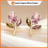 Huitan Flower Design Women Stud Earrings Aesthetic Wedding Party Fresh Style Accessories Inlaid Sparkling CZ Gold Color Jewelry