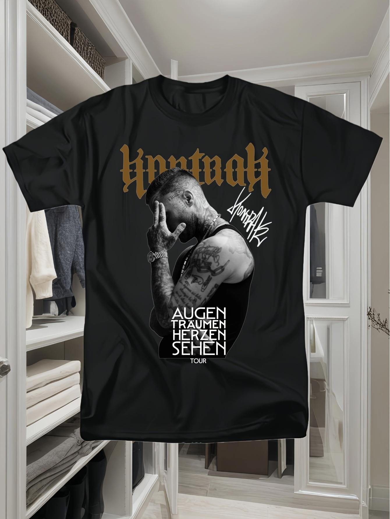Men s Kontra K-J3 German Text & Signature Print T-Shirt - Black Streetwear Tee with Golden Logo XXXXL