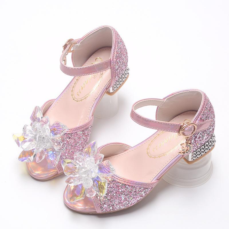 Children's High-heeled Sandals, Fashionable Performance Shoes, Flower Girl Princess Shoes, Catwalk Crystal Shoes