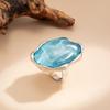 Retro Blue Water Ripple Resin Women's Ring Exaggerated Fashion Geometric Alloy Ring Jewelry Accessories Gift