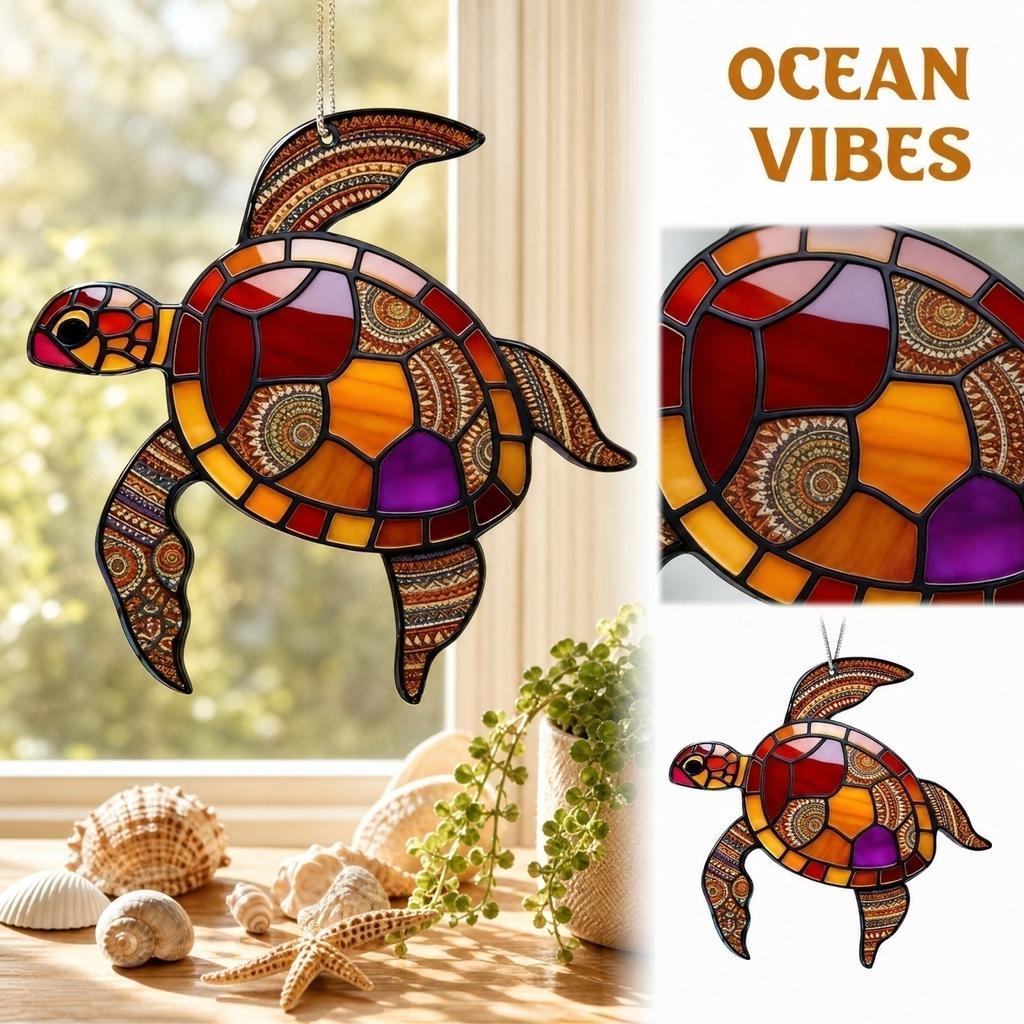 Acrylic Sea Turtle Hanging Pendant Decorative Ornament for Home Wall