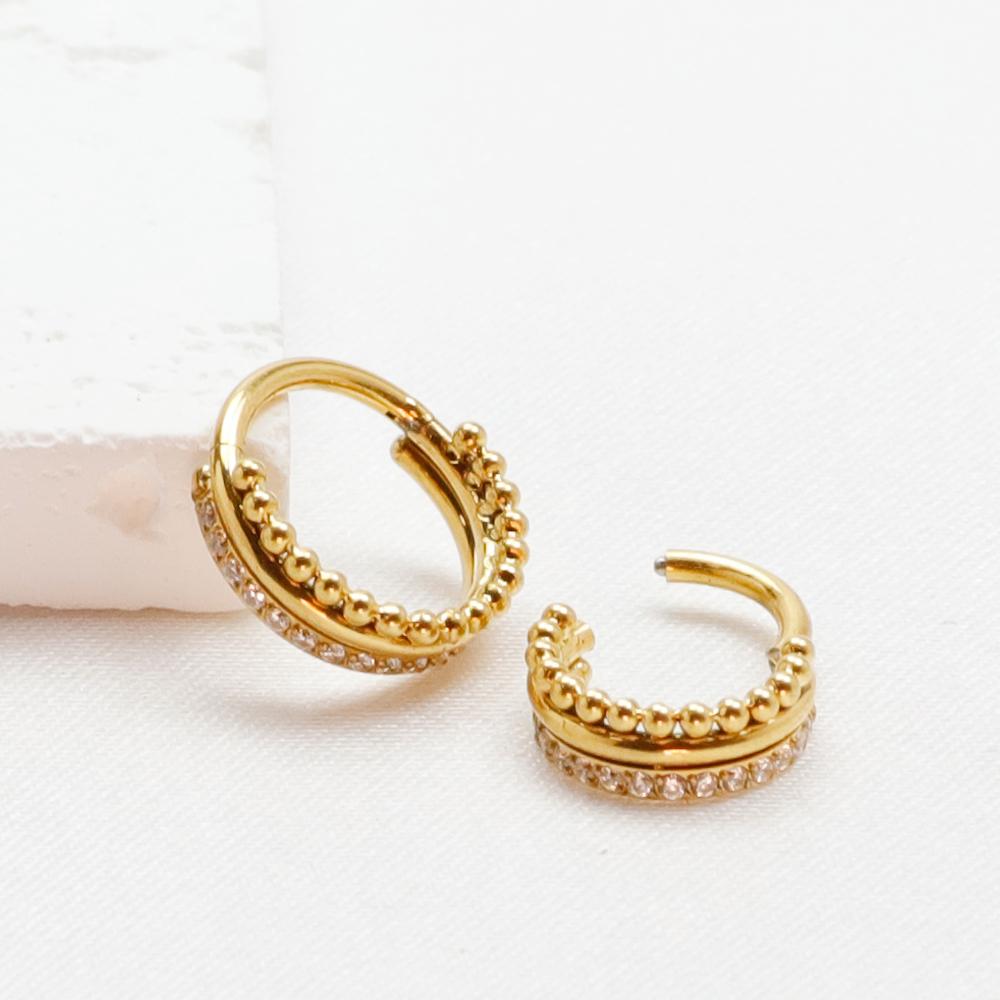 Anillo de Nariz Clicker de Titanio G23 Cartílago de Oreja Tragus Helix Daith Pendientes Redondos Aro CZ 16G Segmento con Bisagra Joyería para Piercing Corporal