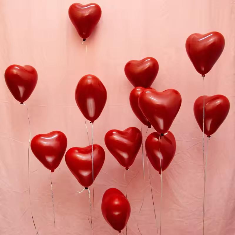Wedding Decorations 10 Inch Red Heart Latex Double Stuffed Balloons for Party Halloween & Christmas