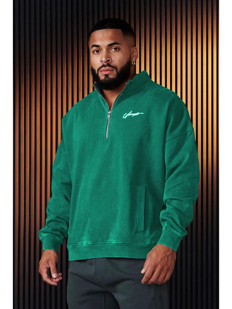 YoungLA Men's Cotton Half-Zip Athletic Sweatshirt - Long Sleeve Running & Fitness Jacket