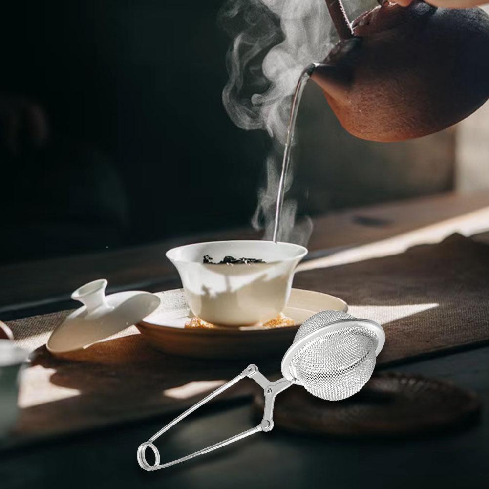 Reusable Steel Tea Infuser Sphere Mesh TeaStrainer Filter Herb Kitchen Gadget Handle Diffuser Coffee Anti-scald S T1F7