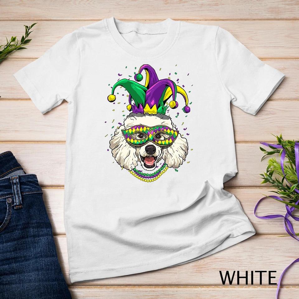 Mardi Gras Dog Carnival Poodle Jester Pet Dog Poodle Lover Unisex T-shirt 7 4XL
