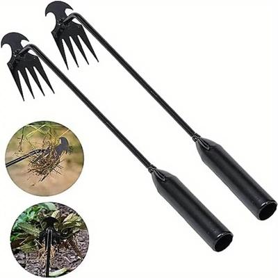 1pc Portable Garden Weeder Tools Agricultural Weeding Grass Pulling Manganese Steel Horticultural 4-Teeth Shovel