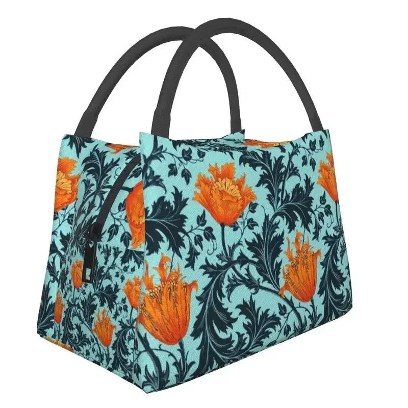 William Morris Insulated Lunch Bag for Outdoor Picnic Floral Textile Pattern Waterproof Thermal Cooler Lunch Box Women