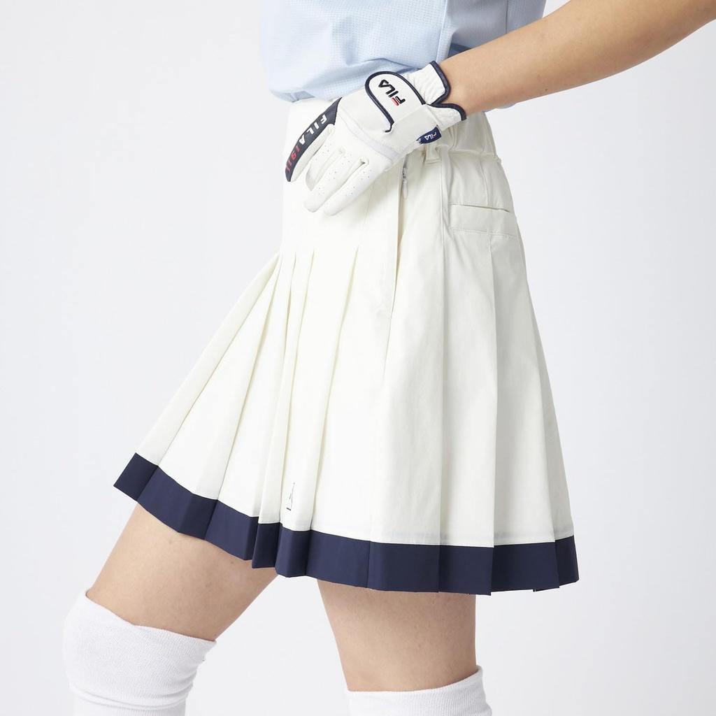 FILA GOLF Women's Pleated Golf Skirt Water-Repellent Stretch Athletic Skort with Inner Pants White 755361