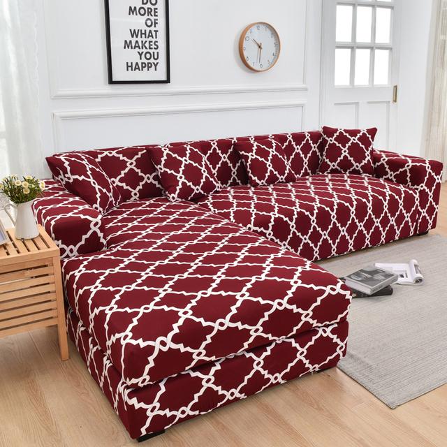 Style Printed L Shape Sofa Covers For Living Room Sofa Protector Anti -Dust Elastic Stretch Covers For Corner Sofa Cover