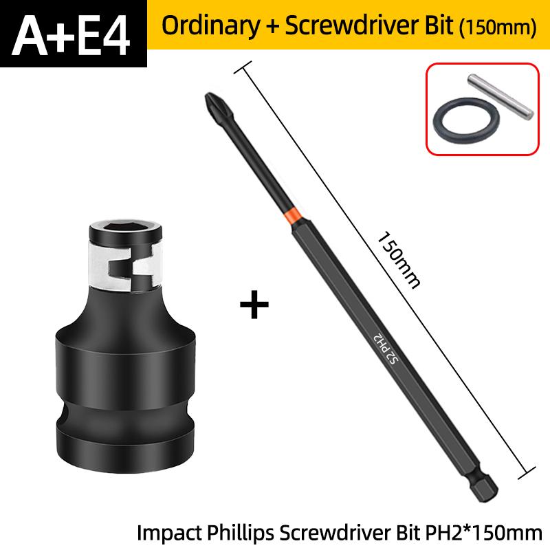 PH2 Phillips Screwdriver Bits Cross Head Magnetic 50/100/150mm Hand Tool 1/2” Square To 1/4” Hex Wrench Socket Adapter Converter