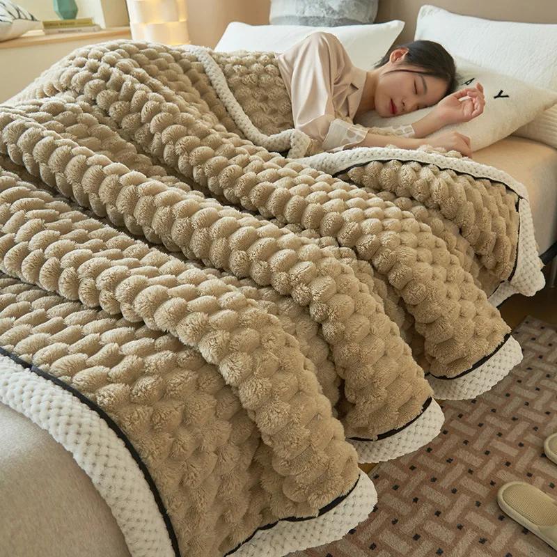 Warm Plush Blankets Super Soft Plaid Blanket for Beds on The Bed Sofa Throw Blanket Office Nap Comforter Bedspread Queen Quilt