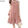 ZANZEA Women Casual Round Neck Summer Sleeveless Tank Dress