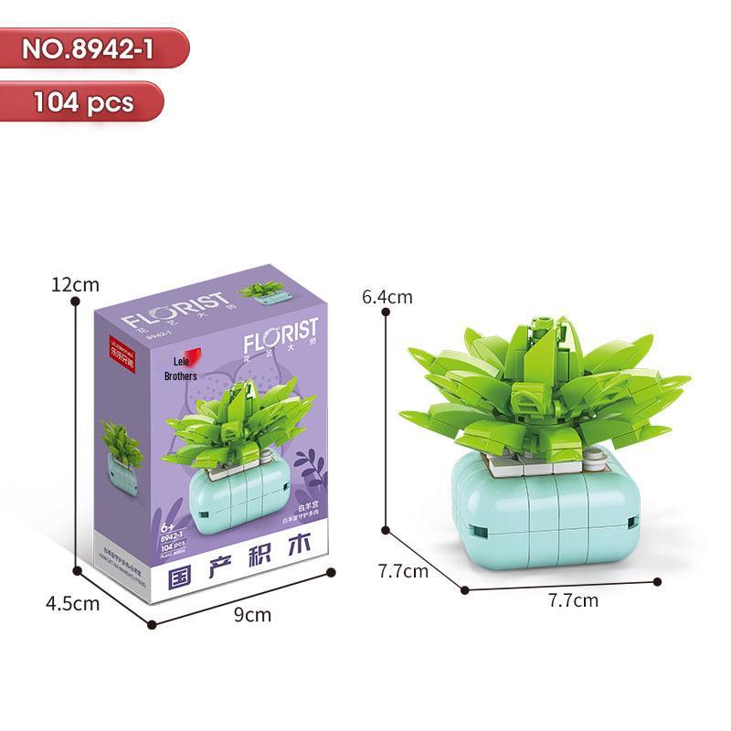 Succulent Bonsai Building Block Flowers - Compatible with Lego, Small Particle Assembly Toys for Girls