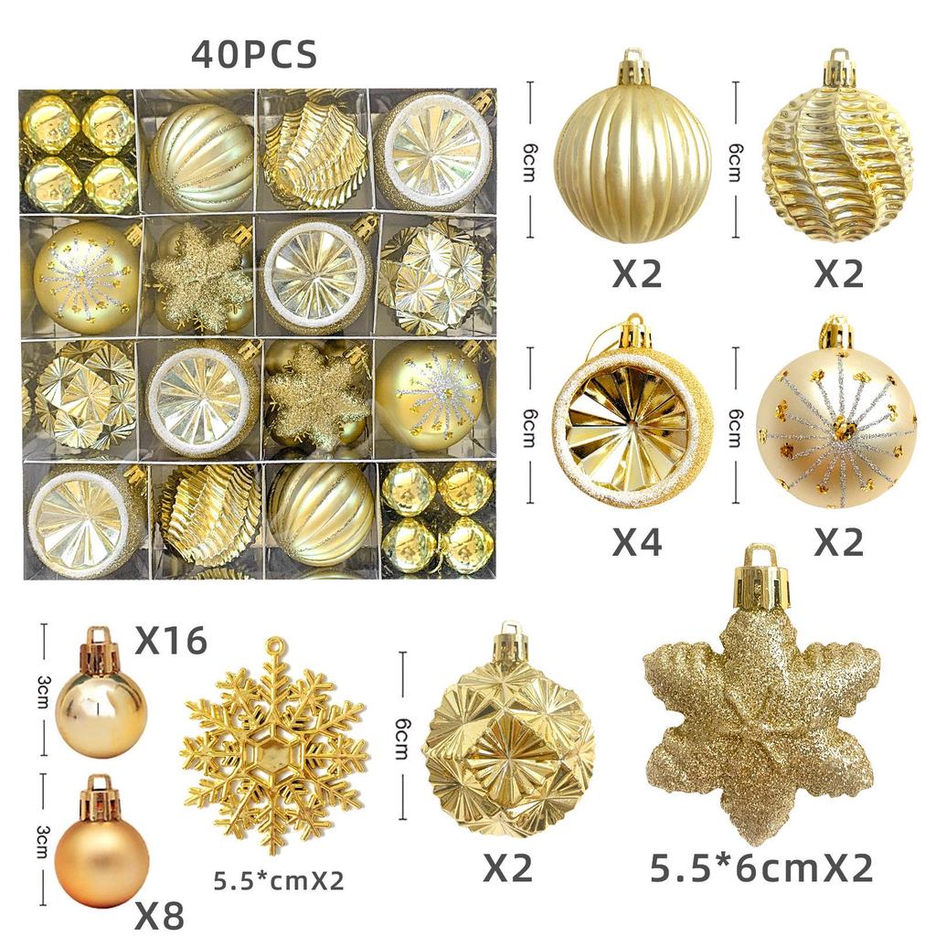 6cm Electroplated Shiny Irregular Christmas Tree Ball Set