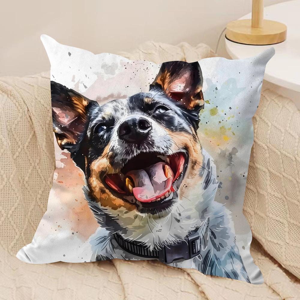 Pet Dog Art Cushion Cover Pillowcase Ultra Soft Skin Friendly Fabric Cloud Like Comfort Concealed Zipper