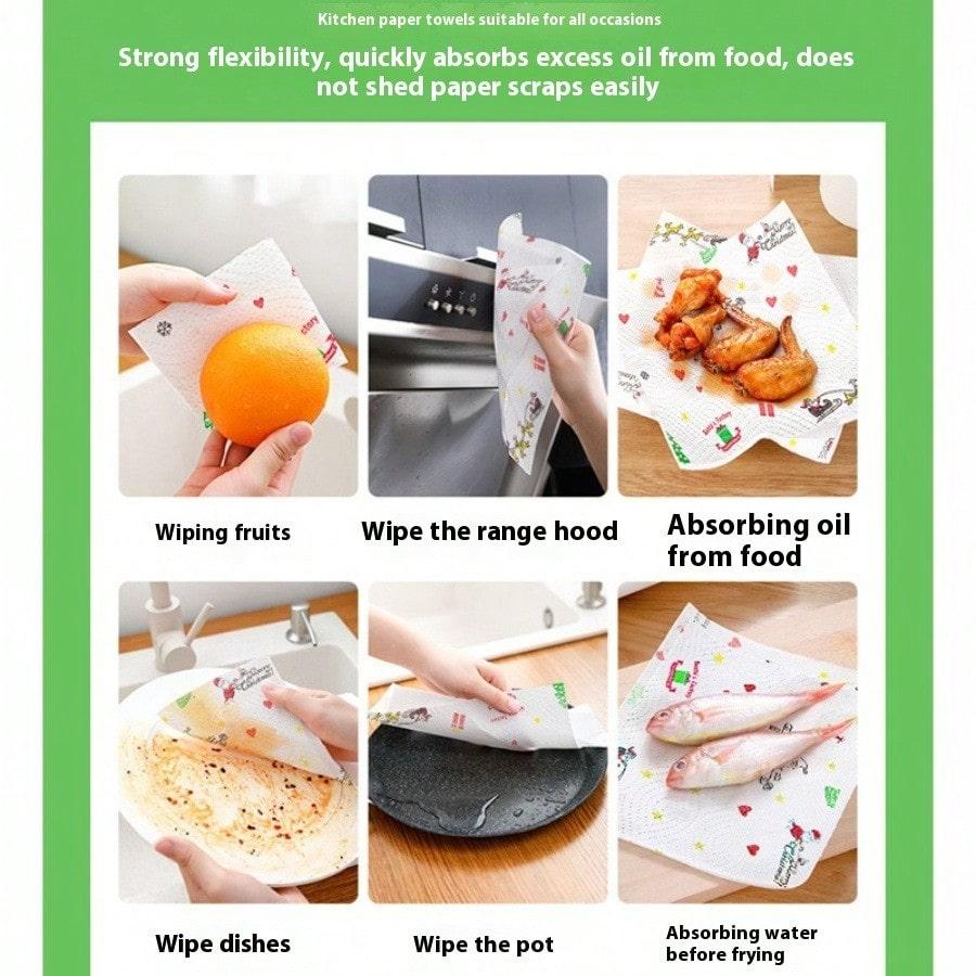 Jul Kökspapper 3-lagers Förtjockat Rullpapper Engångs Kökstädduk Torr Våt Dubbelanvändning Hushållsrullpapper 23*23cm 150g/rulle