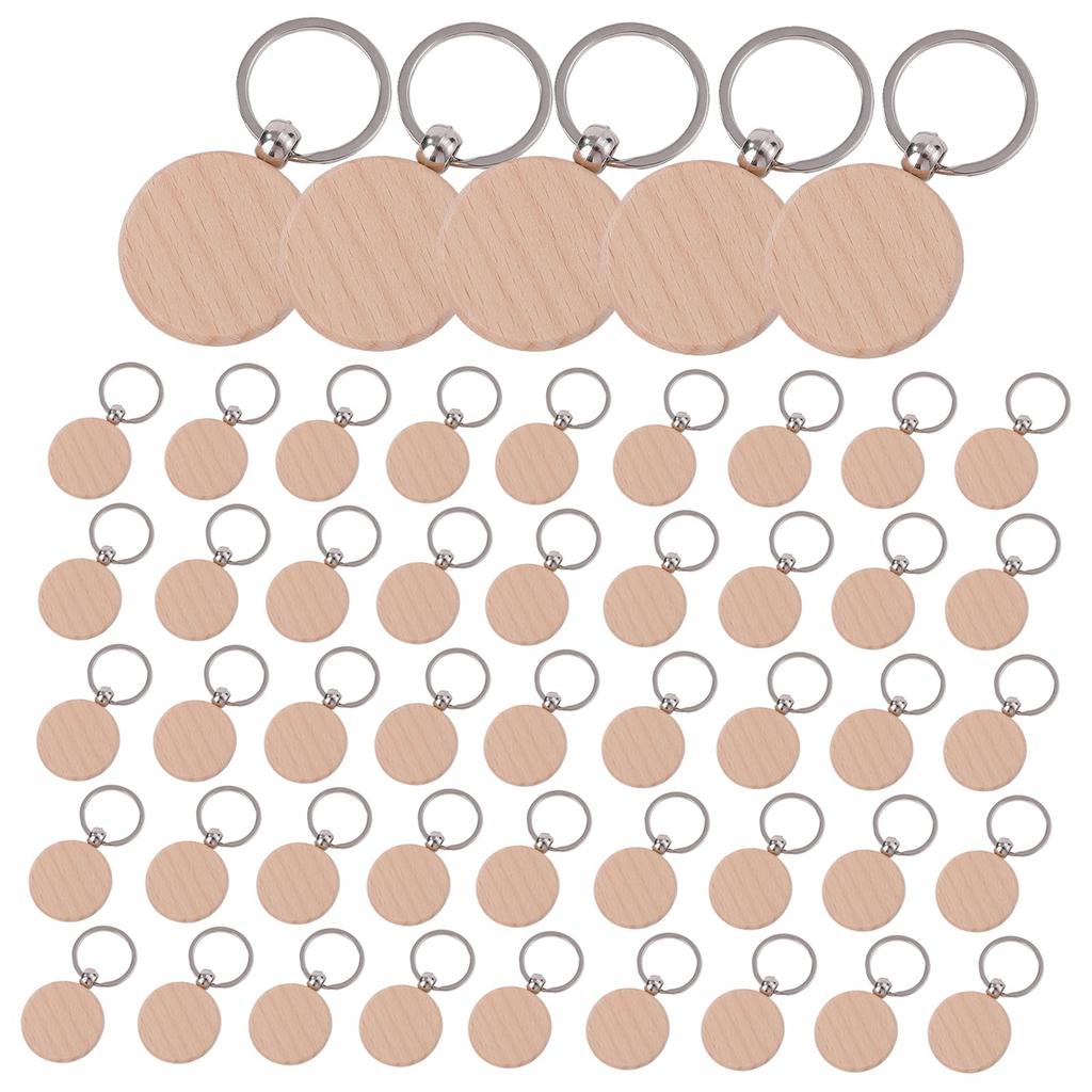 Pureseek Wooden Keychain Kit (50-Piece Set) with Double Rings, Numbered Tags, and Locker Keys