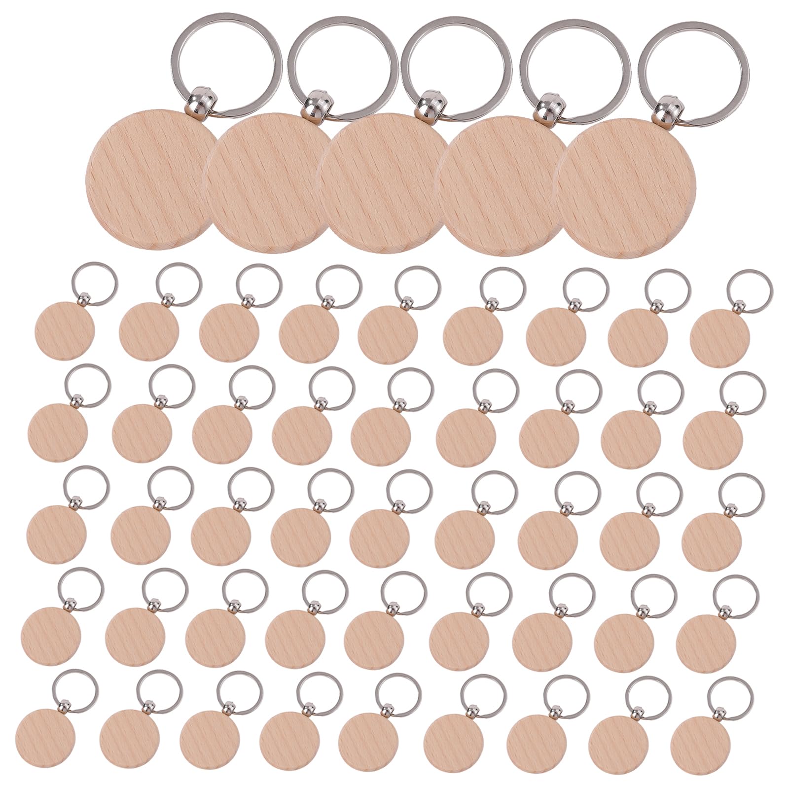 

Pureseek Wooden Keychain Kit (50-Piece Set) with Double Rings, Numbered Tags, and Locker Keys
