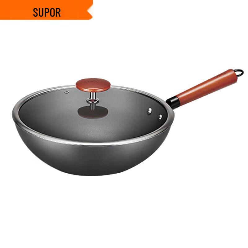 SUPOR Core Iron II Rust-Proof 32CM Cast Iron Wok with Lid