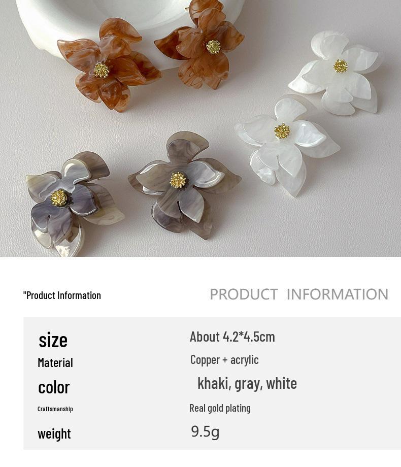 Retro Acrylic Flower Earrings with S925 Silver Needle - High-End, Exaggerated European & American Dangle Jewelry