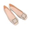 Classic French Rhinestone Square Buckle Versatile Lambskin Flat-bottomed Women's Commuting Ol Single Shoes.