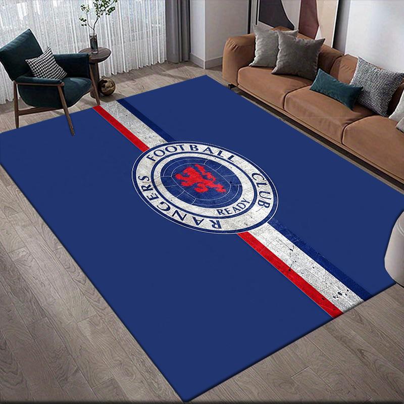 Rangers FC Flannel Pattern Square Carpet,Area Rug,Carpet Rug for Living Room Bedroom Sofa Playroom Decor,Non-slip Floor Mat