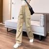 Fashion Women Joggers Pants Casual Chic Straight Cargo Pants Elastic High Waist Streetwear Slim Trousers Summer Thin