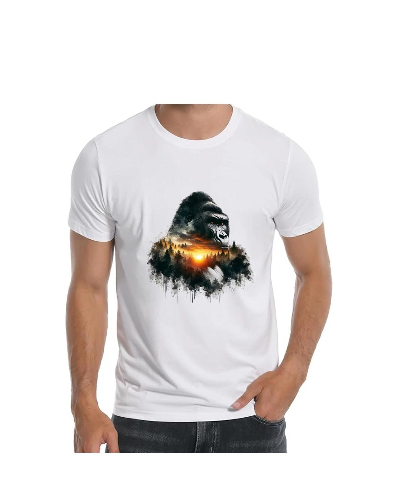 Gorilla and Jungle Silhouette art T-Shirt Wild Animal African TEE Apparel M