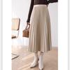 Premium Wool Pleated A-Line Skirt for Women, Korean Style, Versatile for Autumn/Winter, Elegant, High-Quality Midi Length.
