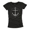 Anchor Shirt Women Vintage Motif - Tattoo Style Top with Print - Retro Graphic Print Design Short Sleeve 100% Cotton Tee Black S-XL