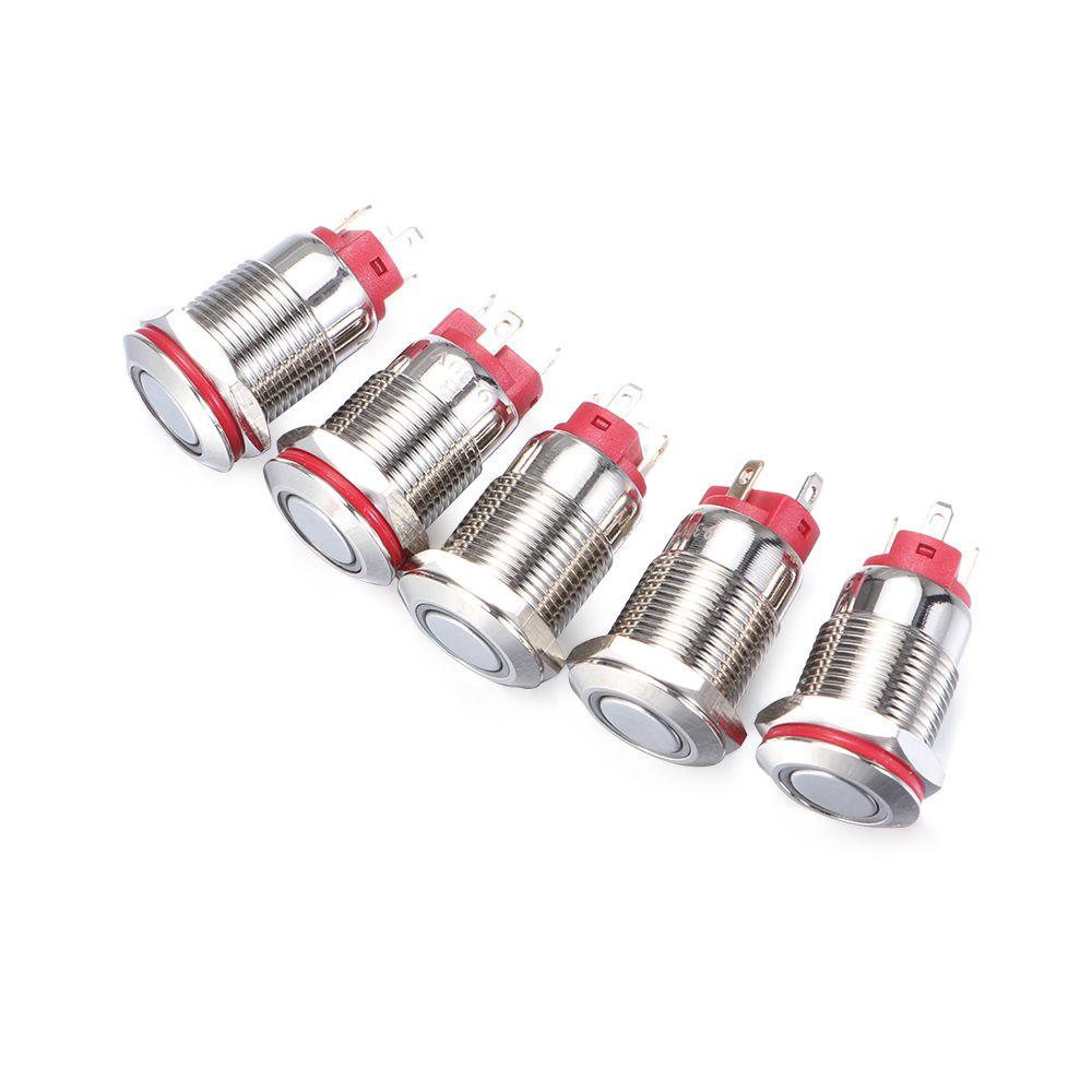 Waterproof 3V 5V 9V 12V 24V 110V 220V Push Metal Button Switch Momentary/Latching 12mm LED