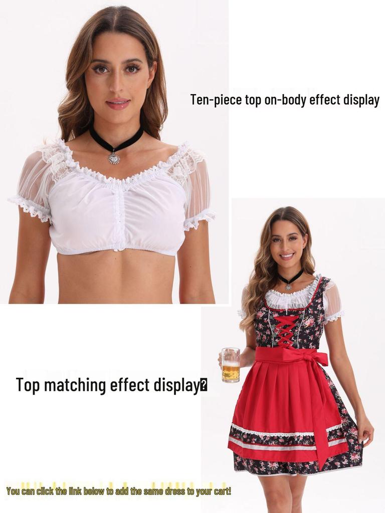 2025 Damen Weißes Oktoberfest Kurzarmhemd