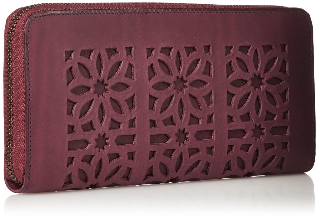 Genten Round Long Bill Wine Women's Wallet, Cutwork,